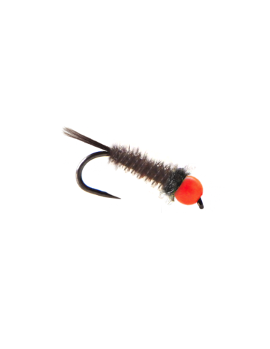 Micro-Pheasant tail tungstène " Bille Orange Fluo " [ Hameçon N°20 ]