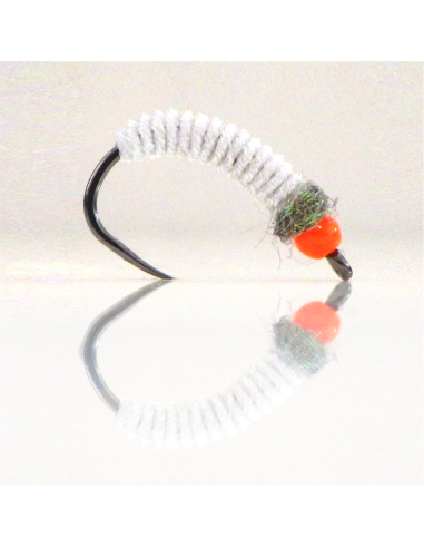 WDF nymph “ Fluo White ” [ N°8 barbless hook ]