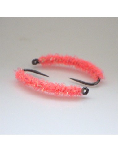Nymphe légère mini-worm " ROSE FLUO " [ Hameçon N°10 ]