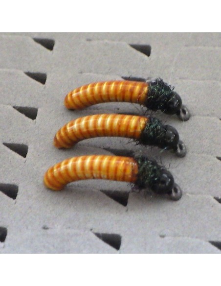 Mini Z-Caddis " MOUTARDE " [ Hameçon N°8 KLOR AVEC ARDILLON ]