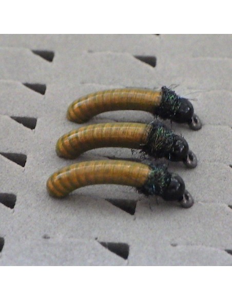 Mini Z-Caddis " OLIVE FONCÉ " [ Hameçon N°8 KLOR AVEC ARDILLON ]
