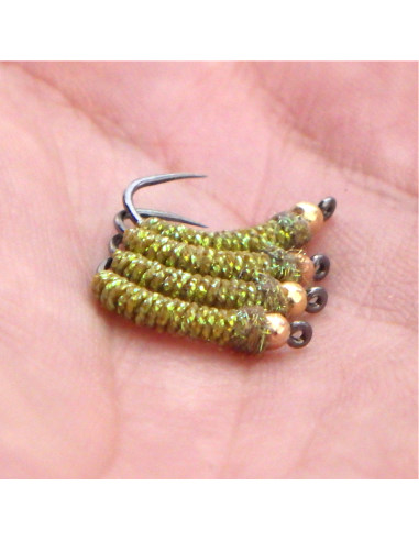 UV caddis " GOLDEN OLIVE " [ Hameçon N°10 sans...